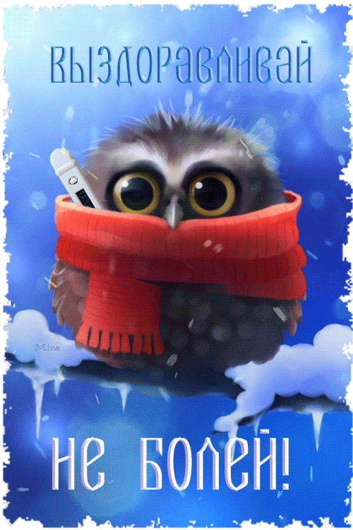 Открытка гиф,мерцающая выздоравливай,с надписью выздоравливай,сова Открытка открытки картинка картинки гиф ,анимационные выздоравливай,пожелания скорейшего выздоравления ,открытка картинка гиф,мерцающаюя выздоравливай скачать